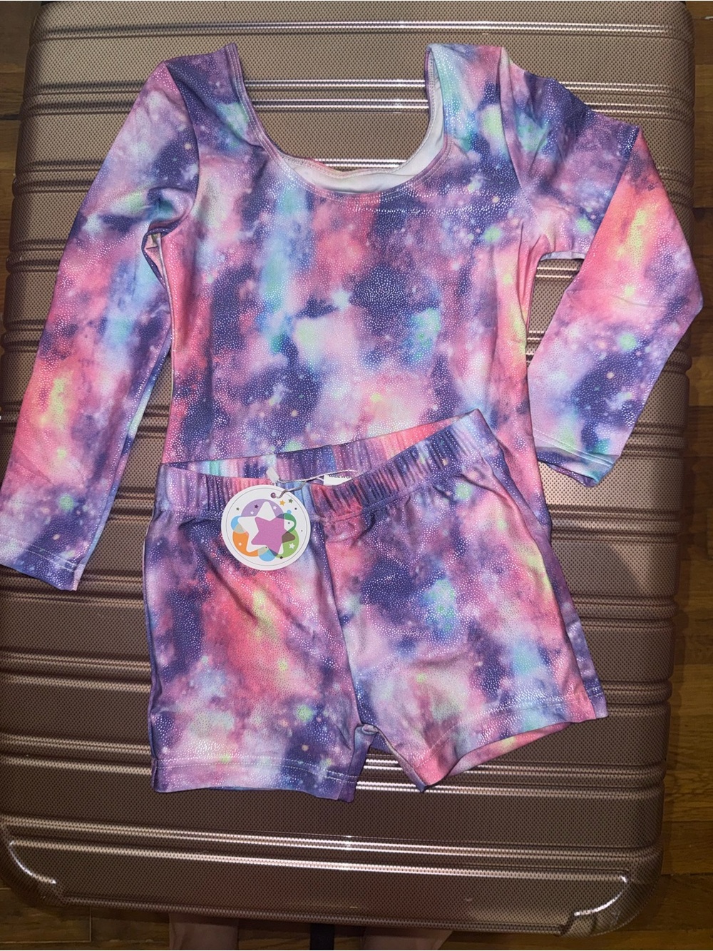 Galaxy-Print Kids Pajama Set - Pink & Purple